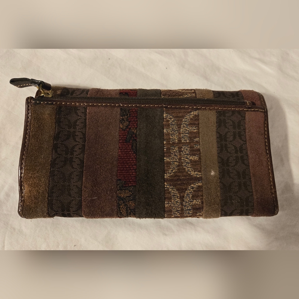 Vintage Fossil Patchwork Trifold Wallet/Checkbook… - image 3